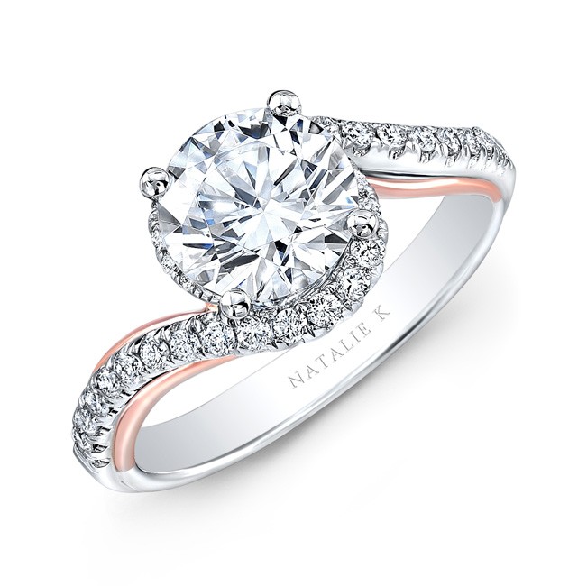Antarctica als je kunt Spaans 18k White and Rose Gold Twisted Diamond Engagement