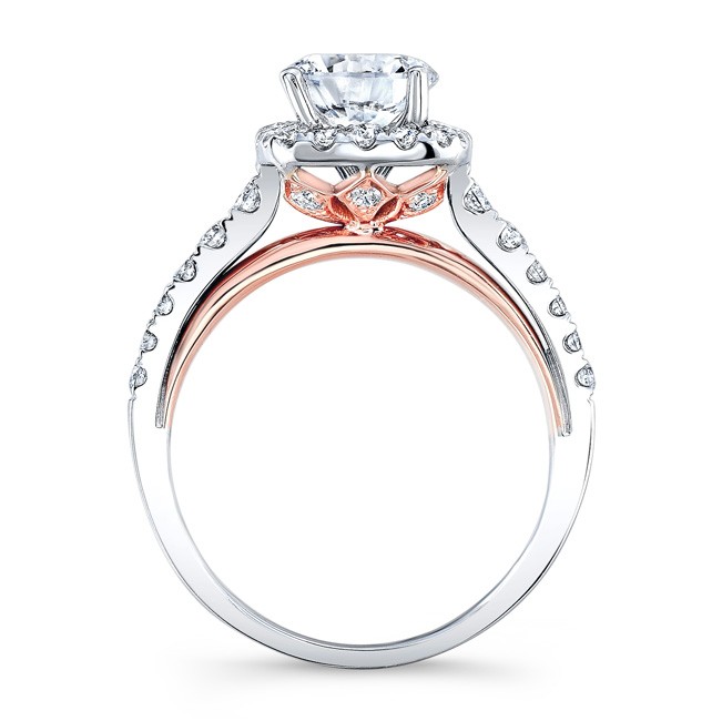 Uitvoeren geroosterd brood erectie 18k White and Rose Gold Square Halo Diamond Engage