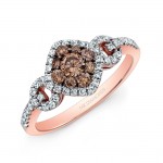 18k Rose and Black Gold White and Brown Diamond Fashion Ring 